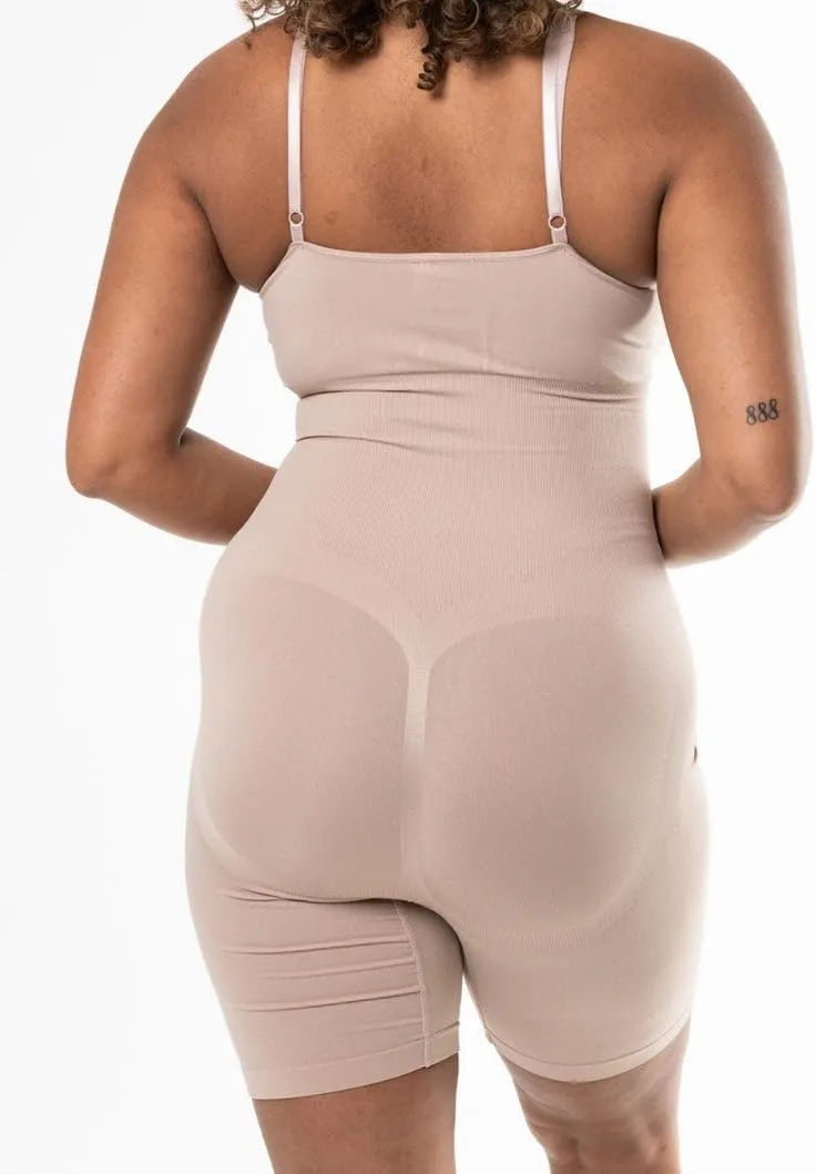 Women's Seamless Tummy Control Waist Trainer Bodysuit - Full-Body Sculpting Shapewear with Round Neck