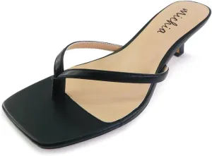 Women’s Square Open Toe Flip Flops Heels Sandals