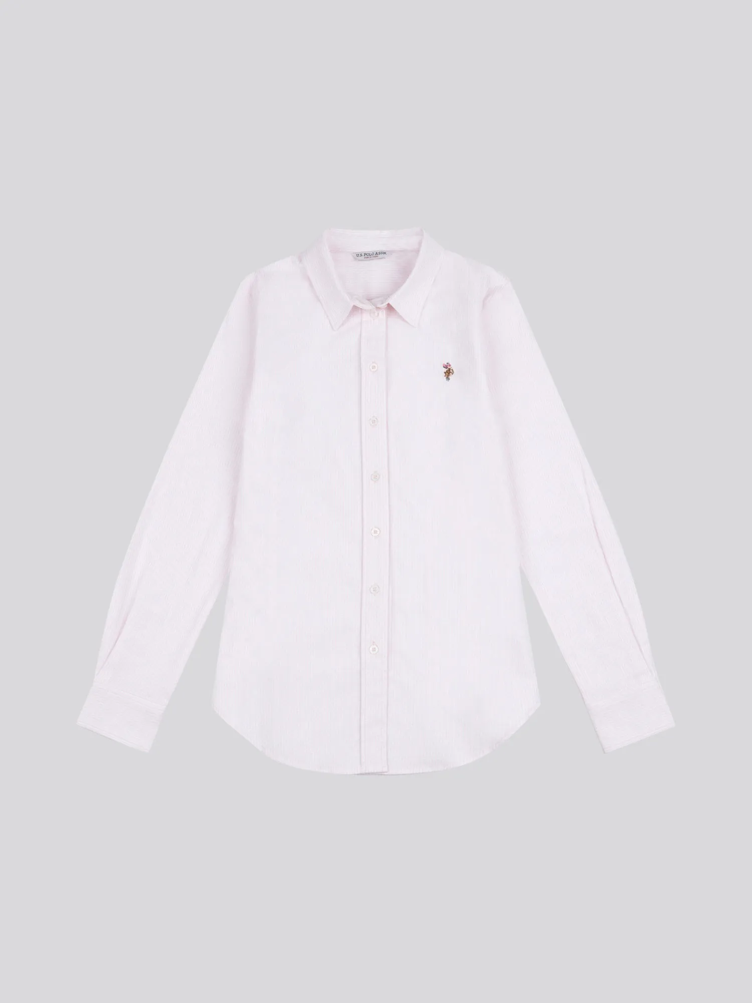 Womens Stripe Stretch Classic Fit Oxford Shirt in Crystal Rose