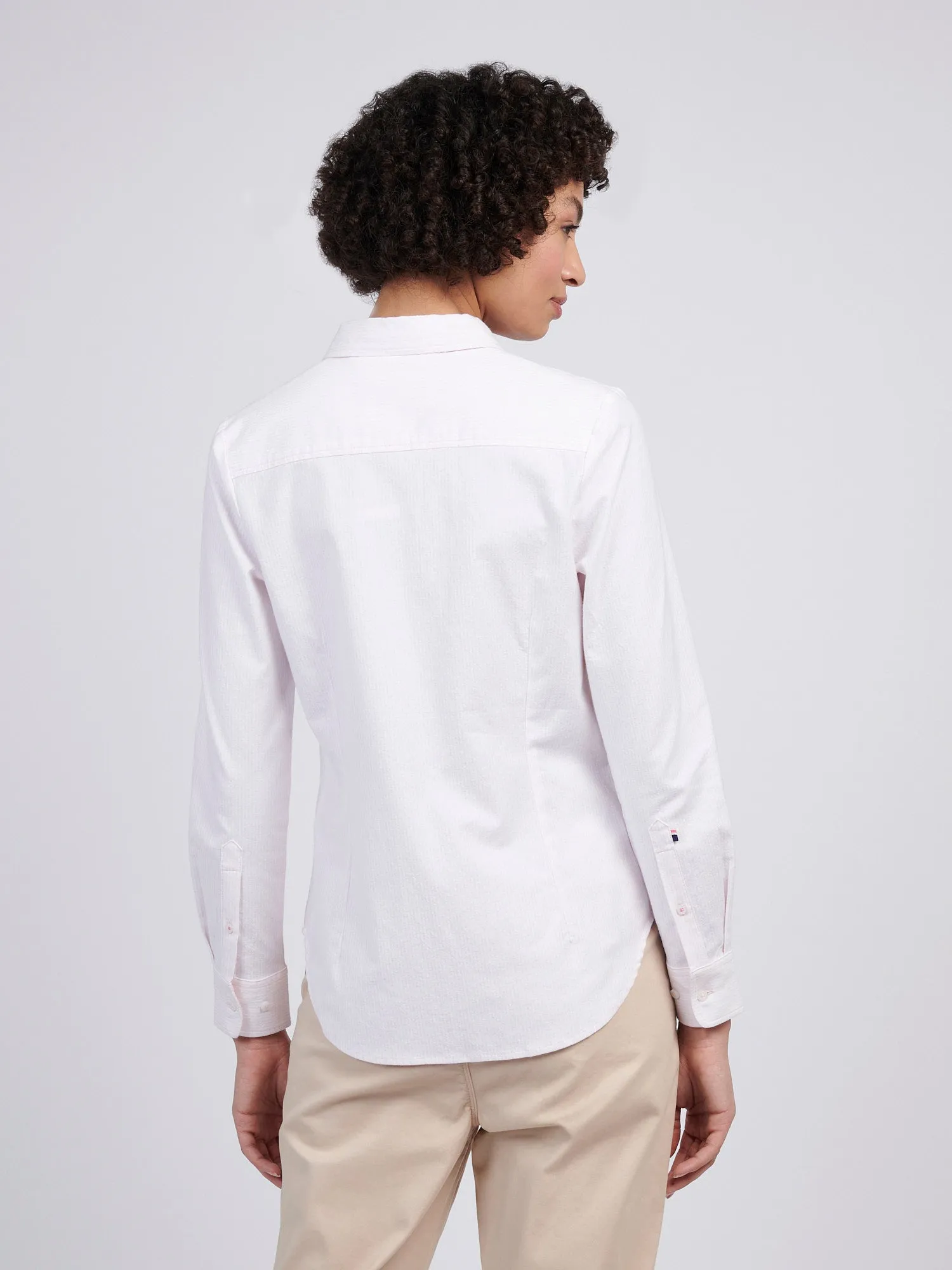 Womens Stripe Stretch Classic Fit Oxford Shirt in Crystal Rose