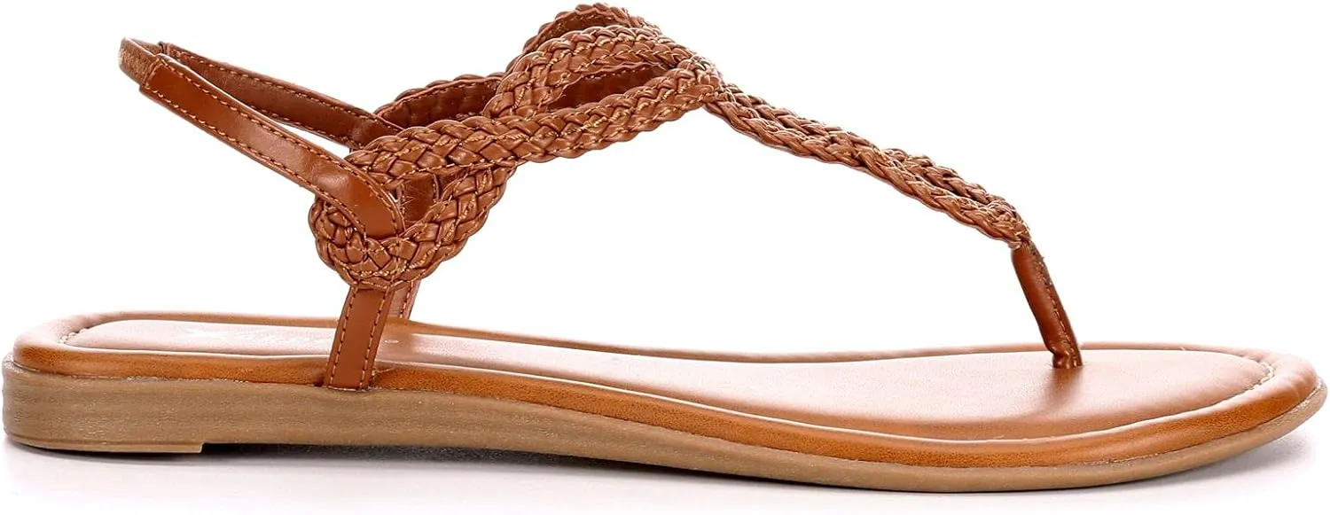 XAPPEAL Akia - Women's Braided Ankle Strap Gladiator Thong Flip Flop Sandals
