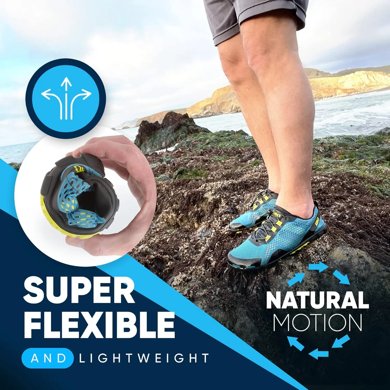 Xero Shoes Barefoot Water Shoes for Men | Aqua X Sport Men's Water Shoes | Wide Toe Box, Zero Drop Heel, Minimalist for Beach, Hiking, Running