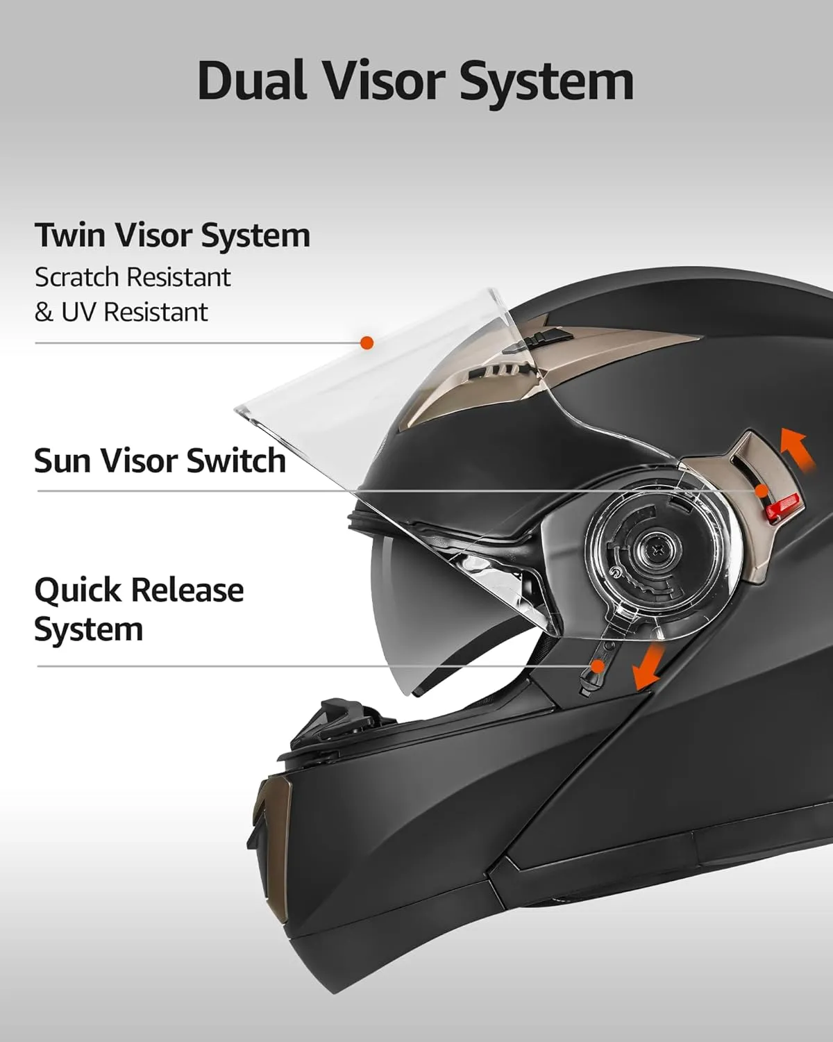 YEMA Modular Motorcycle Helmets, DOT Approved Full Face Motorcycle Helmet with Flip Up Dual Visor, Helmets for Adults Motorcycle Men Women Helmets for Street Scooter ATV E-Bike - YM-925