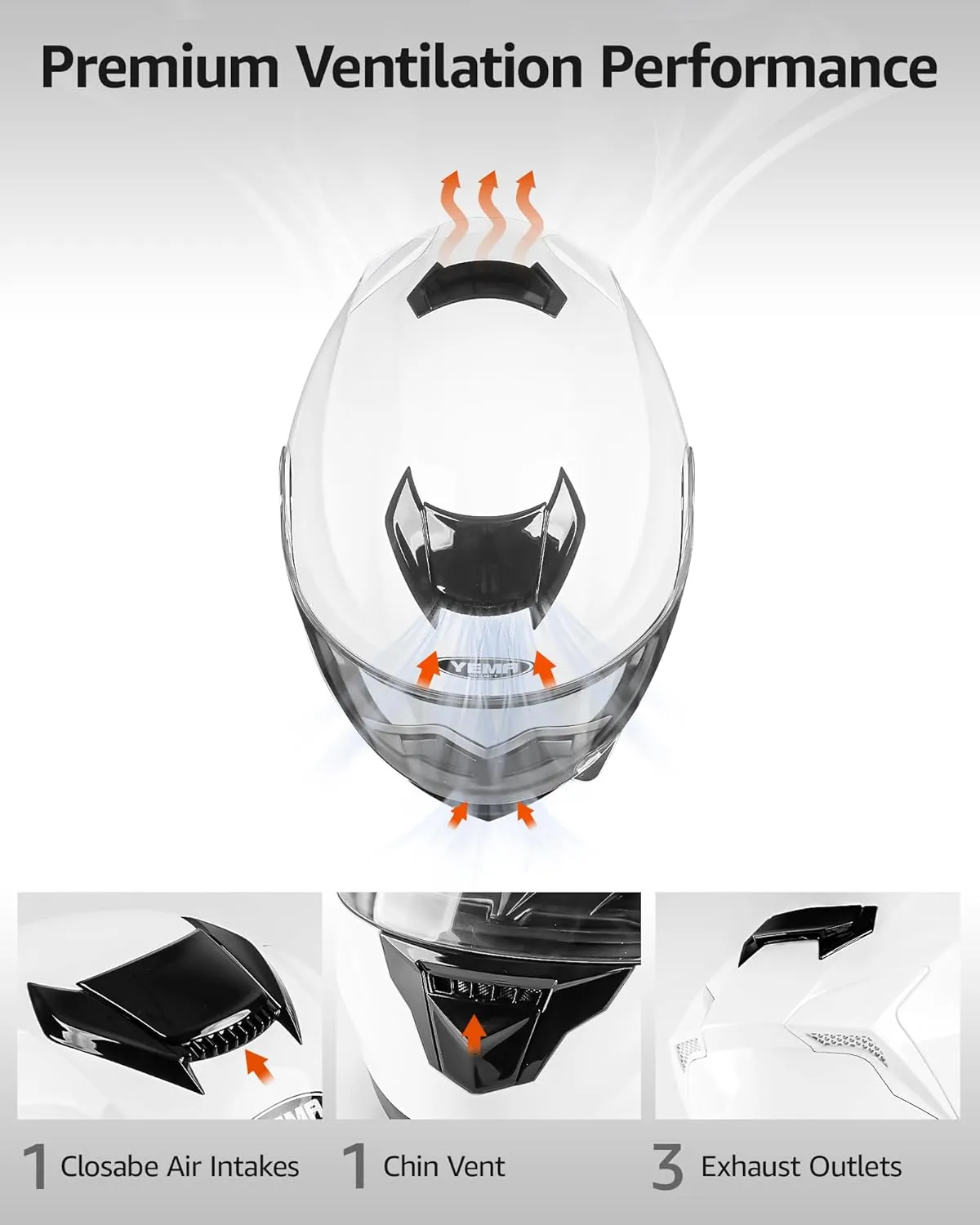 YEMA Modular Motorcycle Helmets, DOT Approved Full Face Motorcycle Helmet with Flip Up Dual Visor, Helmets for Adults Motorcycle Men Women Helmets for Street Scooter ATV E-Bike - YM-926
