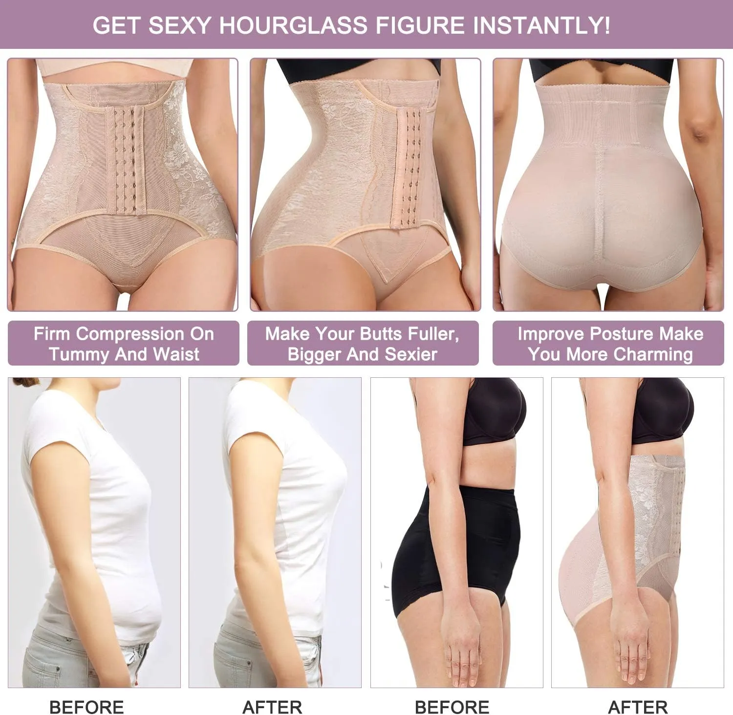 YERKOAD Tummy Control Panties for Women Shapewear Butt Lifter Short High Waist Trainer Corset Slimming Body Shaper Underwear