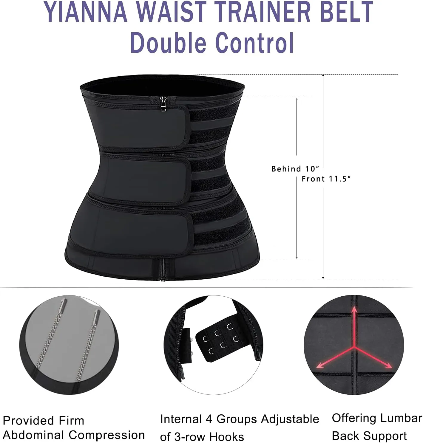 YIANNA Waist Trainer for Women Latex Underbust Double Training Belt Tummy Control Waist Cincher Sport Girdle
