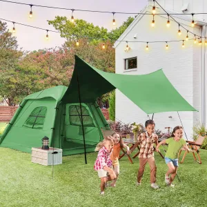YOLENY 2-4 Persons Inflatable Camping Tent with Pump & Extended Canopy, Easy Set-up, Oxford Portable Free-Standing Family Cabin Tents for Hiking