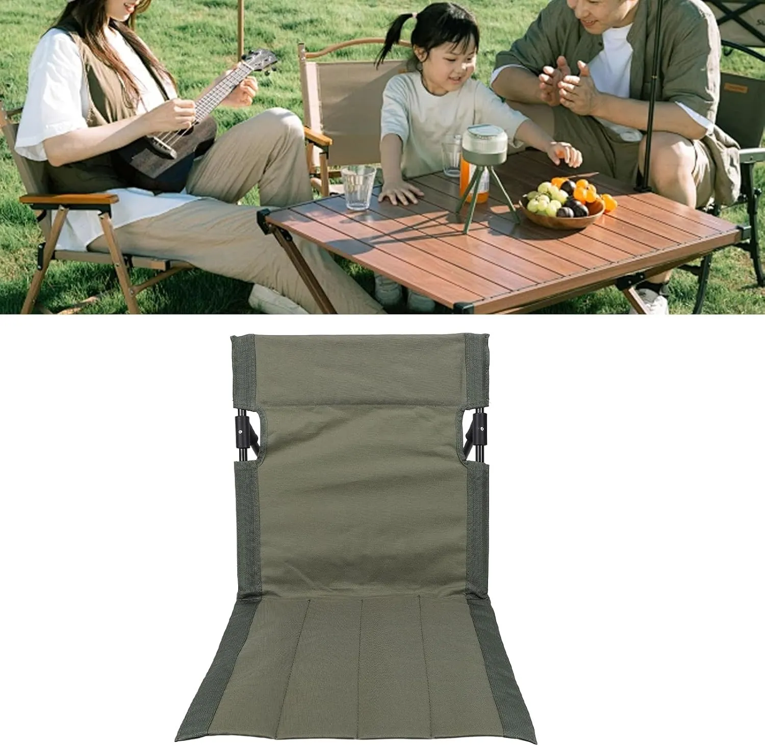 Yosoo Beach Floor Chair Adjustable Back Support Lightweight Portable Camping Chair Breathable Folding Floor Chair Outdoor Fishing Picnic (Green)