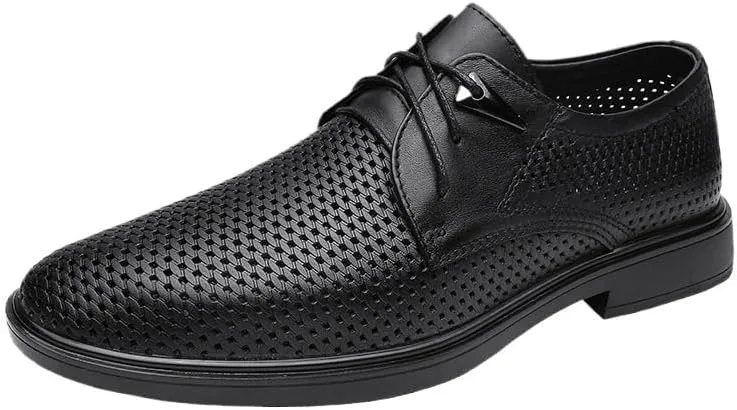YZABEL Men's Lace Up Formal Oxford Shoes, Pointed Toe Breathable Stylish Business Casual Shoes, Rubber Non-Slip for Formal and Everyday Wear