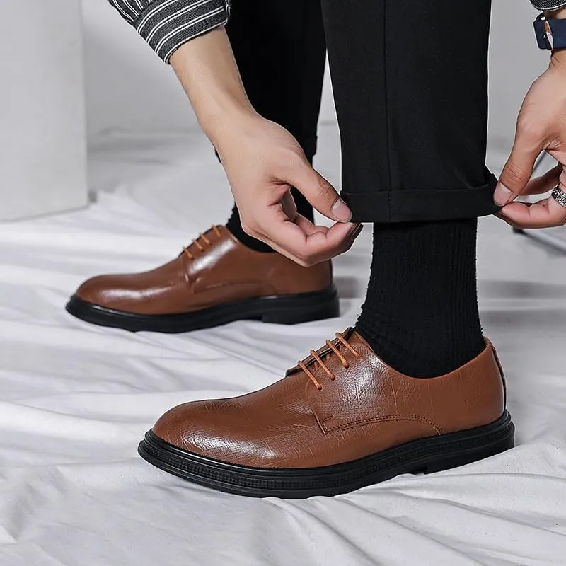 YZABEL Men's Pointed Toe Lace-Up Business Casual Shoes, Stylish Printed Oxfords Dress Shoes, Lightweight and Comfortable for Wedding Thanksgiving Christmas New Year Party Daily Activity