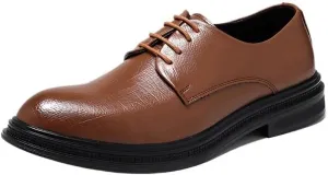 YZABEL Men's Pointed Toe Lace-Up Business Casual Shoes, Stylish Printed Oxfords Dress Shoes, Lightweight and Comfortable for Wedding Thanksgiving Christmas New Year Party Daily Activity