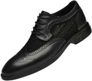 YZABEL Men's Pointed Toe Oxford Dress Shoes, Summer Stylish Lace-Up Breathable Hollow Casual Shoes, Soft-Soled Non-Slip for Formal and Everyday Wear