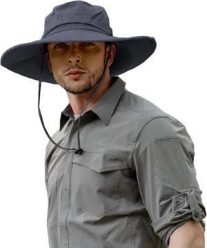ZLYC Outdoor Extra Wide Brim Sun Hat for Men and Women Waterproof Bucket Boonie Hat