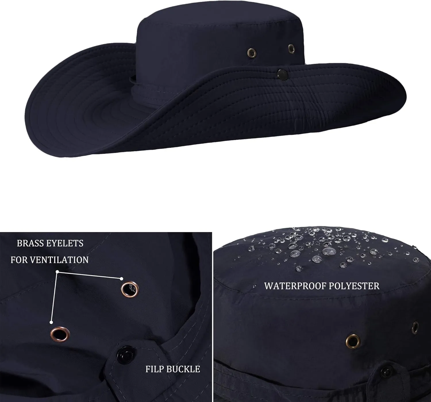 ZLYC Outdoor Extra Wide Brim Sun Hat for Men and Women Waterproof Bucket Boonie Hat