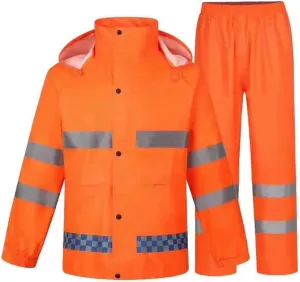 zojo High Visibility Safety Rain suit, Jacket, Pants High Visibility Reflective Rain Coats (Orange-3XL)