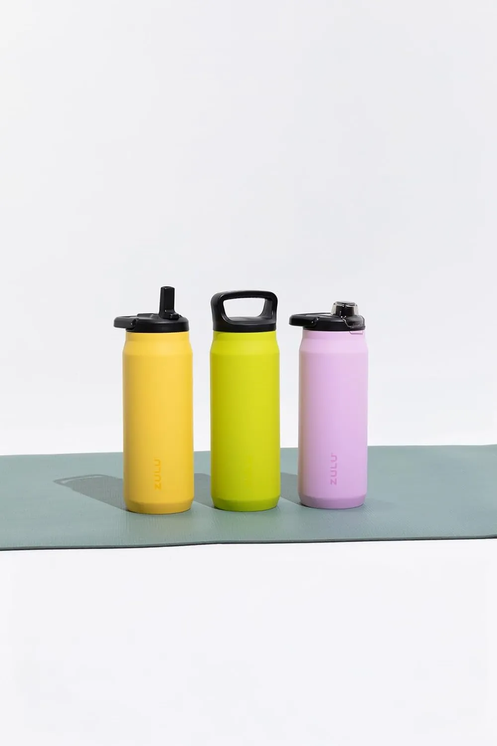 ZULU Base 40oz Stainless Steel Water Bottle with 3 Lids- Straw, Chug, Twist | Double Walled and Vacuum Insulated Metal Thermos | For Gym, Outdoor | Built in Carry Loop, Dishwasher Safe, Guac