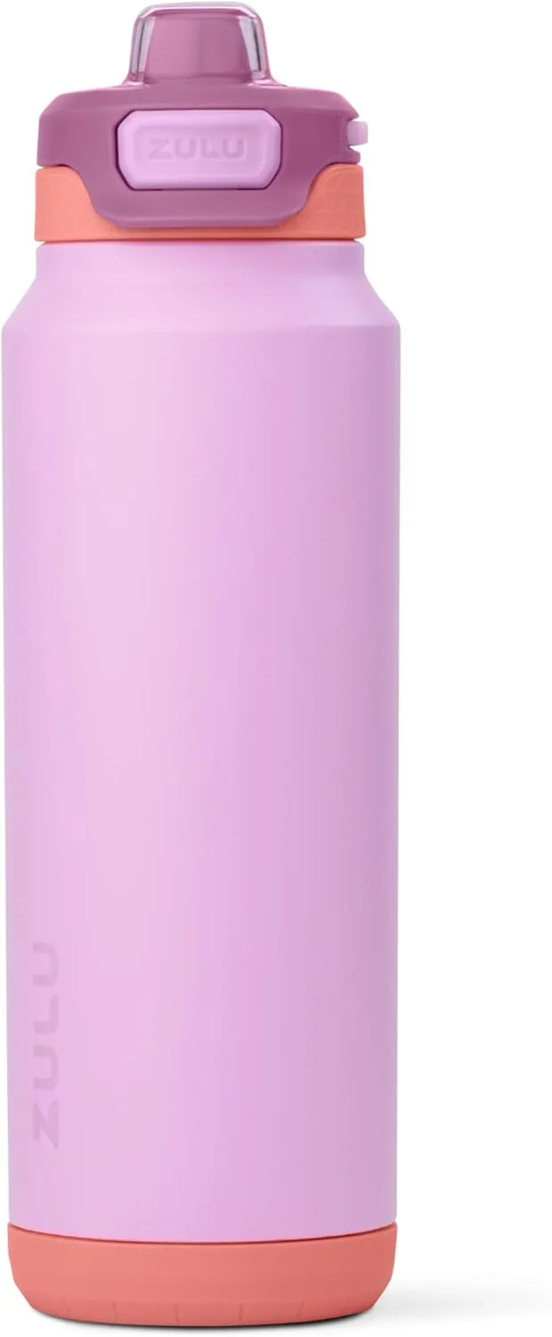 ZULU Powerfill Pro 32oz Stainless Steel Water Bottle with Quick Fill Lid, Triple Walled Vacuum Insulated Metal, Leak Proof Locking Lid, Sip and Chug, Reusable BPA Free, Sherbert