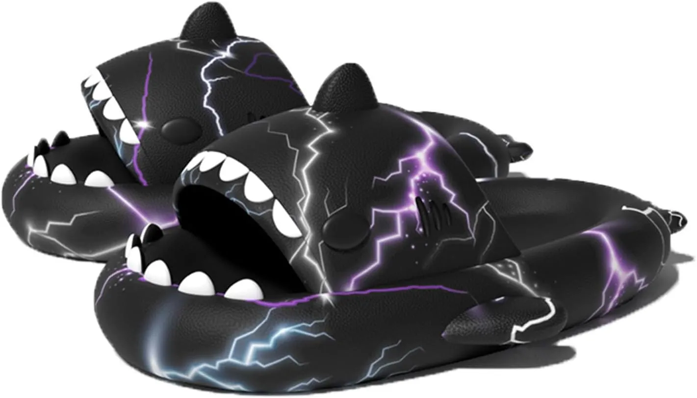 Zureto Shark Slides Slippers, Novelty Cloud Shark Slippers, Anti-Slip Quick Drying Shark Sliders, EVA Starlight Shark